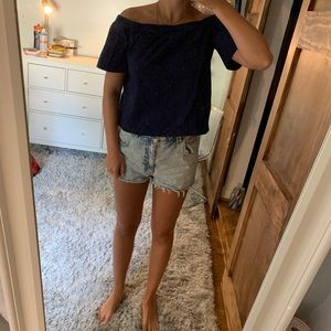 Navy blue strapless top